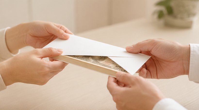 現金をお渡しする様子